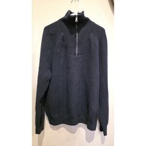 Bugatchi Fisherman Men's Blue Wool Blend Pullover Sweater Size M Long Sleeve